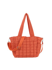 Quilted design daily tote with crossbody strap