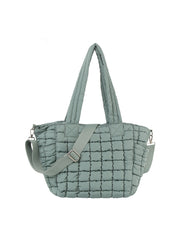 Quilted design daily tote with crossbody strap