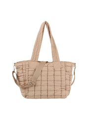 Quilted design daily tote with crossbody strap