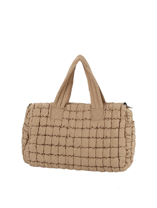 Puffy Grid Quilted Duffel Bag