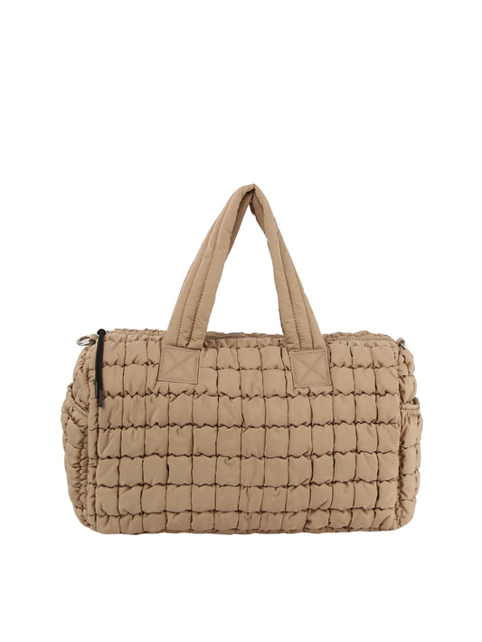 Puffy Grid Quilted Duffel Bag