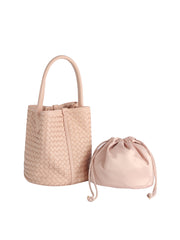 Woven Loop Handle Bucket Bag