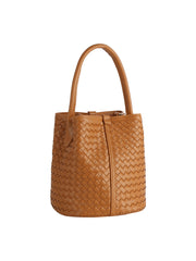 Woven Loop Handle Bucket Bag