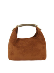 Metal Bar Suede Hobo Bag