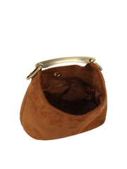 Metal Bar Suede Hobo Bag