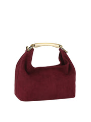 Metal Bar Suede Hobo Bag