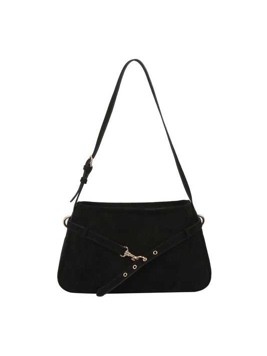 Buckle Strap Suede Shoulder Bag