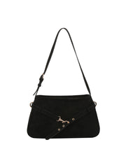 Buckle Strap Suede Shoulder Bag
