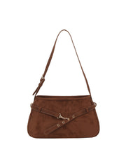 Buckle Strap Suede Shoulder Bag