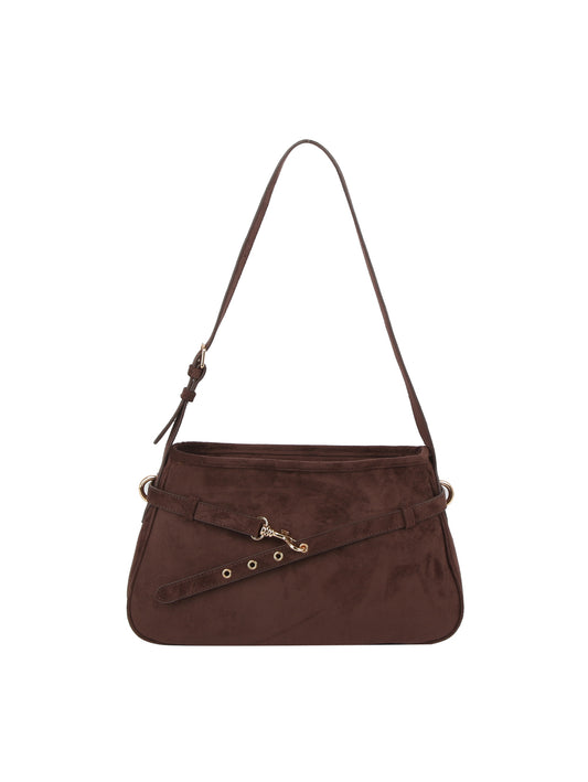 Buckle Strap Suede Shoulder Bag