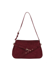 Buckle Strap Suede Shoulder Bag