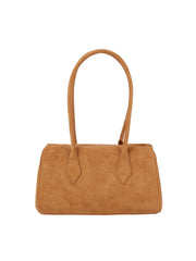 Suede Long Handle Boston Handbag