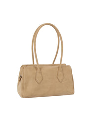Suede Long Handle Boston Handbag