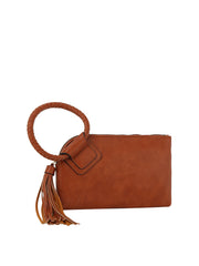 Braided ring handle wristlet clutch