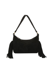 Braided Strap Fringe Suede Shoulder Bag