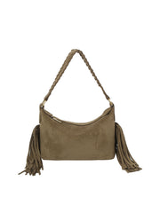 Braided Strap Fringe Suede Shoulder Bag