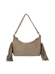 Braided Strap Fringe Suede Shoulder Bag