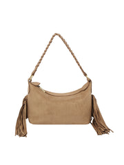 Braided Strap Fringe Suede Shoulder Bag