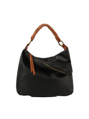 Outer flapped soft leather hobo shoulder bag