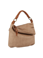 Outer flapped soft leather hobo shoulder bag