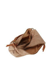 Outer flapped soft leather hobo shoulder bag