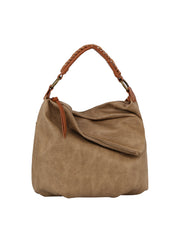 Outer flapped soft leather hobo shoulder bag