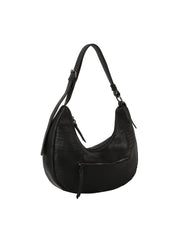 Grained leather hobo shoulder bag