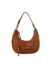 Grained leather hobo shoulder bag