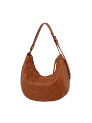 Grained leather hobo shoulder bag