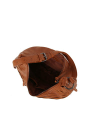 Grained leather hobo shoulder bag