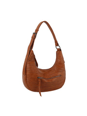 Grained leather hobo shoulder bag