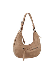 Grained leather hobo shoulder bag