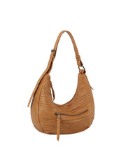 Grained leather hobo shoulder bag