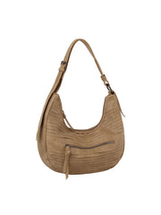 Grained leather hobo shoulder bag