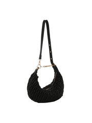 Gold chain detailed woven evening handbag