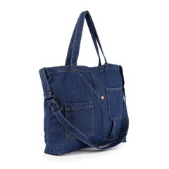 Front Pocket Oversized Denim Tote