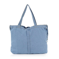 Front Pocket Oversized Denim Tote