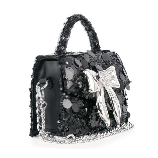 Sequin And Bow Front Flap Evening Bag