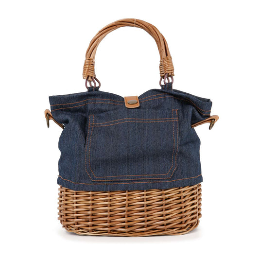 Straw And Denim Unique Hand Tote