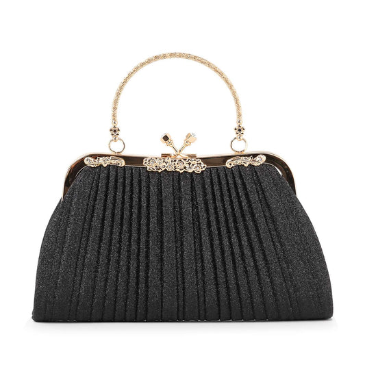 Glittery Pleated Petite Evening Bag