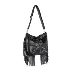 Modern Union Jack Studded Design Fringe Shoulder Bag