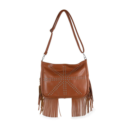 Modern Union Jack Studded Design Fringe Shoulder Bag