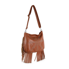 Modern Union Jack Studded Design Fringe Shoulder Bag