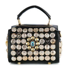 Intricate Button Design Satchel Handbag