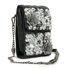 Large Rhinestone Flower Design Ultra Petite Crossbody