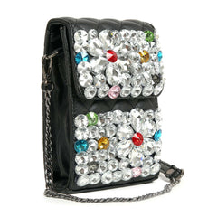 Large Rhinestone Flower Design Ultra Petite Crossbody
