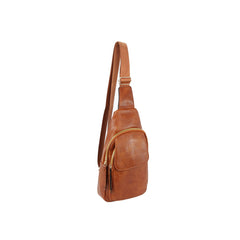 Front pocket travel leather sling bag