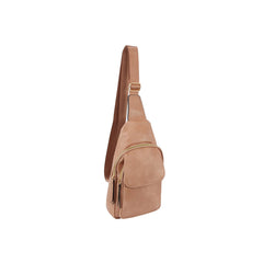 Front pocket travel leather sling bag