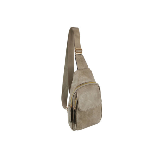 Front pocket travel leather sling bag