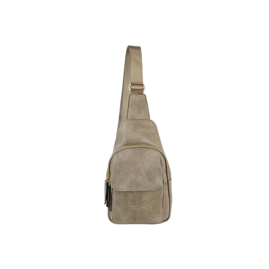 Front pocket travel leather sling bag